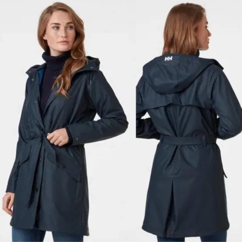 Helly Hansen Kirkwall II Women’s Raincoat Navy Blue Hooded Vented - XL - Picture 1 of 17